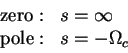 \begin{displaymath}\begin{array}{ll}
{\rm zero :} & s=\infty\\
{\rm pole :} & s=-\Omega_c
\end{array}\end{displaymath}
