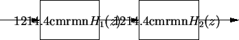 \begin{picture}(3624,639)(0,-10)
\path(3012,312)(3612,312)
\blacken\path(3492.00...
...H_1(z)$ }}}}}
\path(612,612)(1512,612)(1512,12)
(612,12)(612,612)
\end{picture}
