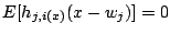 $\displaystyle E[h_{j,i(x)}(x-w_j)]=0$