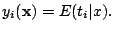 $\displaystyle y_i(\mathbf{x})=E(t_i\vert x).$