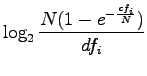 $\displaystyle \log_2 \frac{N(1-e^{-\frac{cf_i}N})}{df_i}$