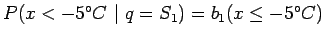$ P(x< -5^\circ C ~\vert~ q=S_1) = b_1(x \le -5^\circ C)$