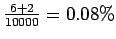 $ \frac{6+2}{10000}=0.08\%
$