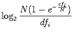 $\displaystyle \log_2 \frac{N(1-e^{-\frac{cf_i}N})}{df_i}$